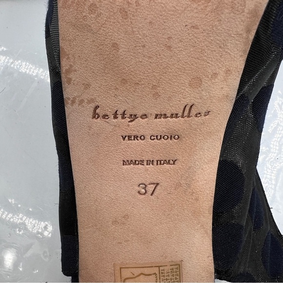 Bettye Muller Blue Polka Dot Slingback Platform Peep Toe Heels Size 37 Women’s - Picture 2 of 7